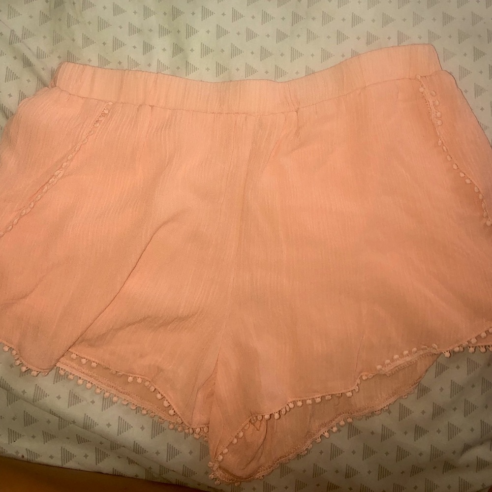 2 Pacsun dressy shorts with embroidery on sides and bottom.